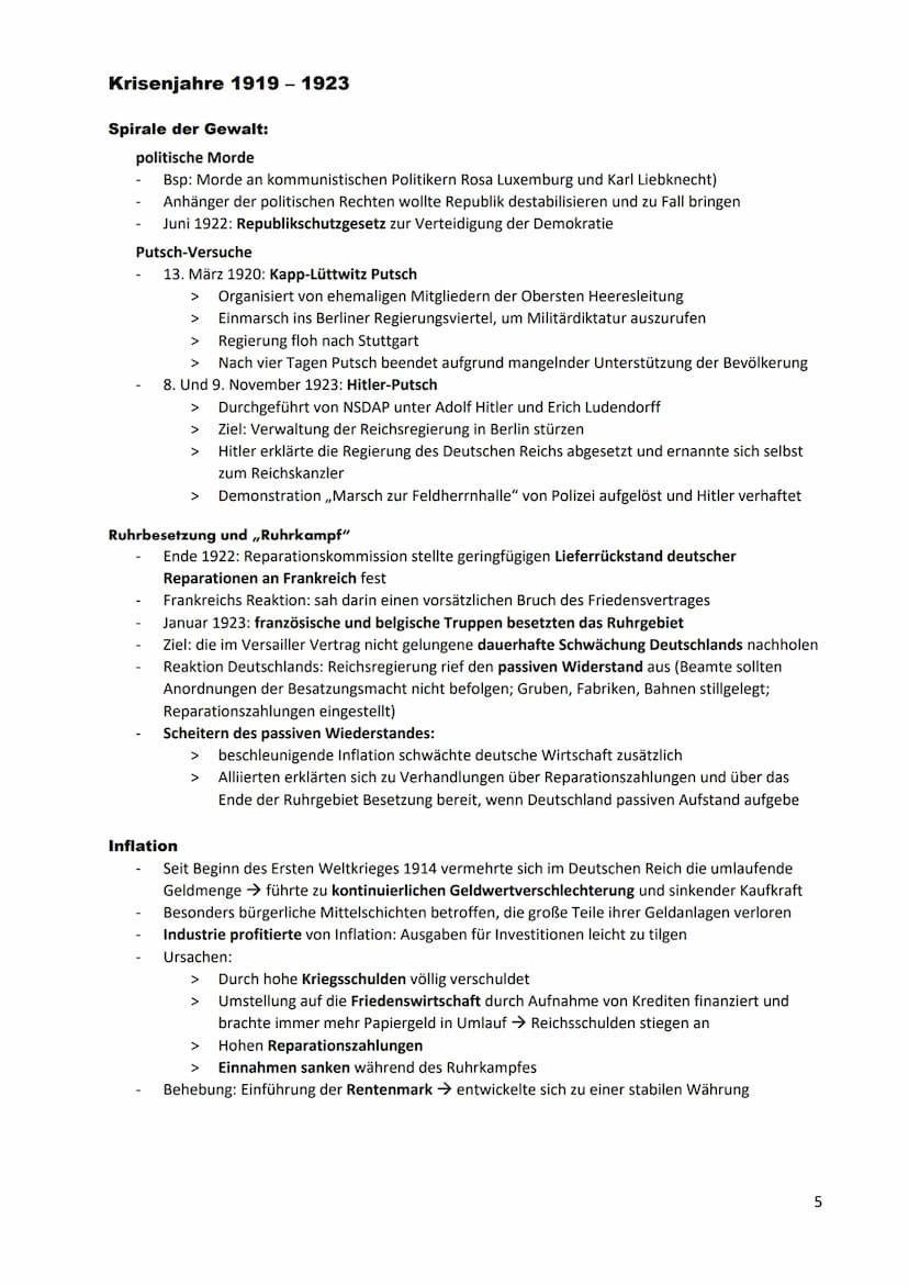 Weimarer Republik
= der Abschnitt der deutschen Geschichte von 1918 bis 1933 bezeichnet, in dem erstmals eine
parlamentarische Demokratie in
