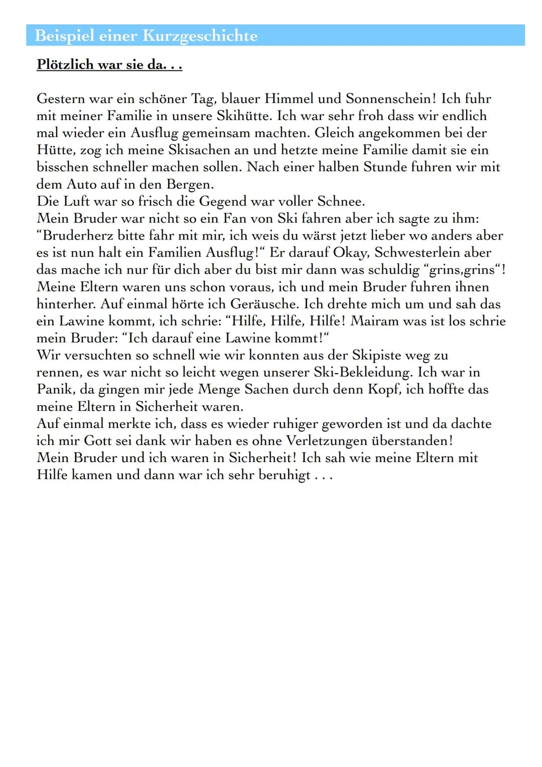 KURZGESCHICHTEN
Die Kurzgeschichte ist eine Form der Kleinepik, die in ihrer speziellen
Ausprägung, der amerikanischen ,short story", erst i