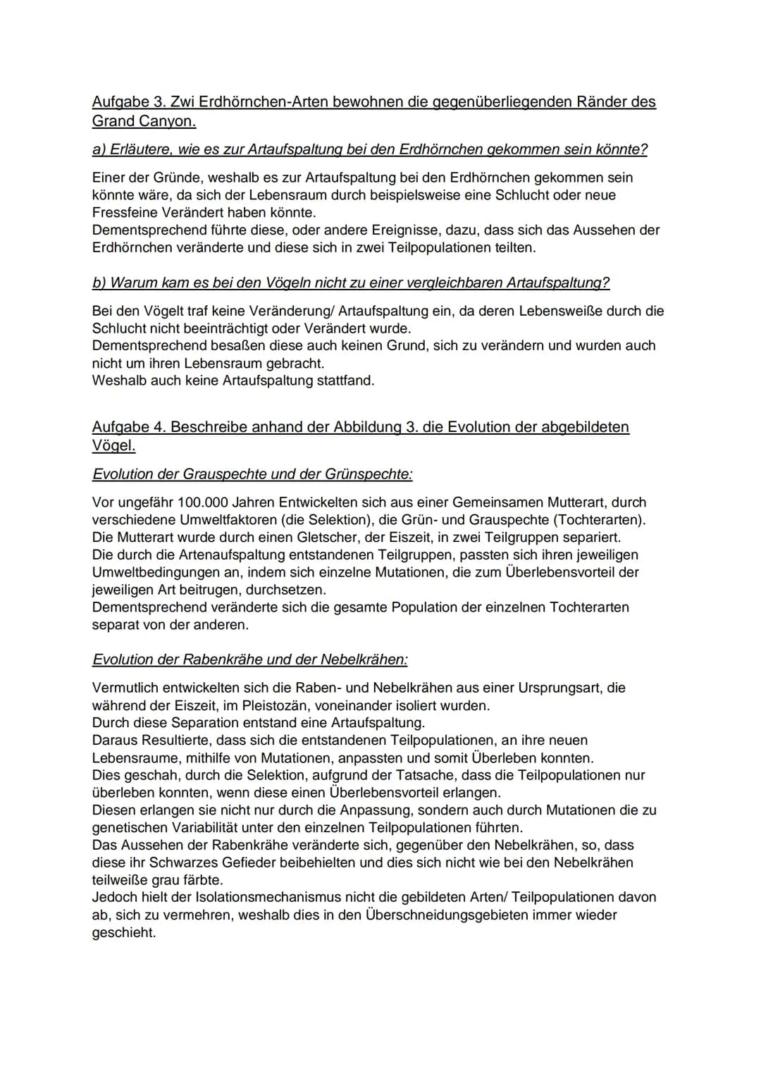 Artbildung - Entstehung von Arten durch Isolation
Aufgabe 1. Begriffe Erläutern
Begriff:
Population
Mutation
Genetische Variabilität
Selekti