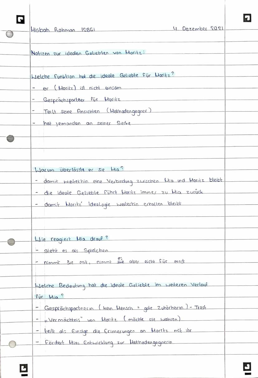 Misbah Rahman 12BG1
die ideale Geliebte Von Moritz
Seite 25-28 (Einführung)
Mia wird von der
Mia redet
-
die
mit
merkt, dass die ideale Geli