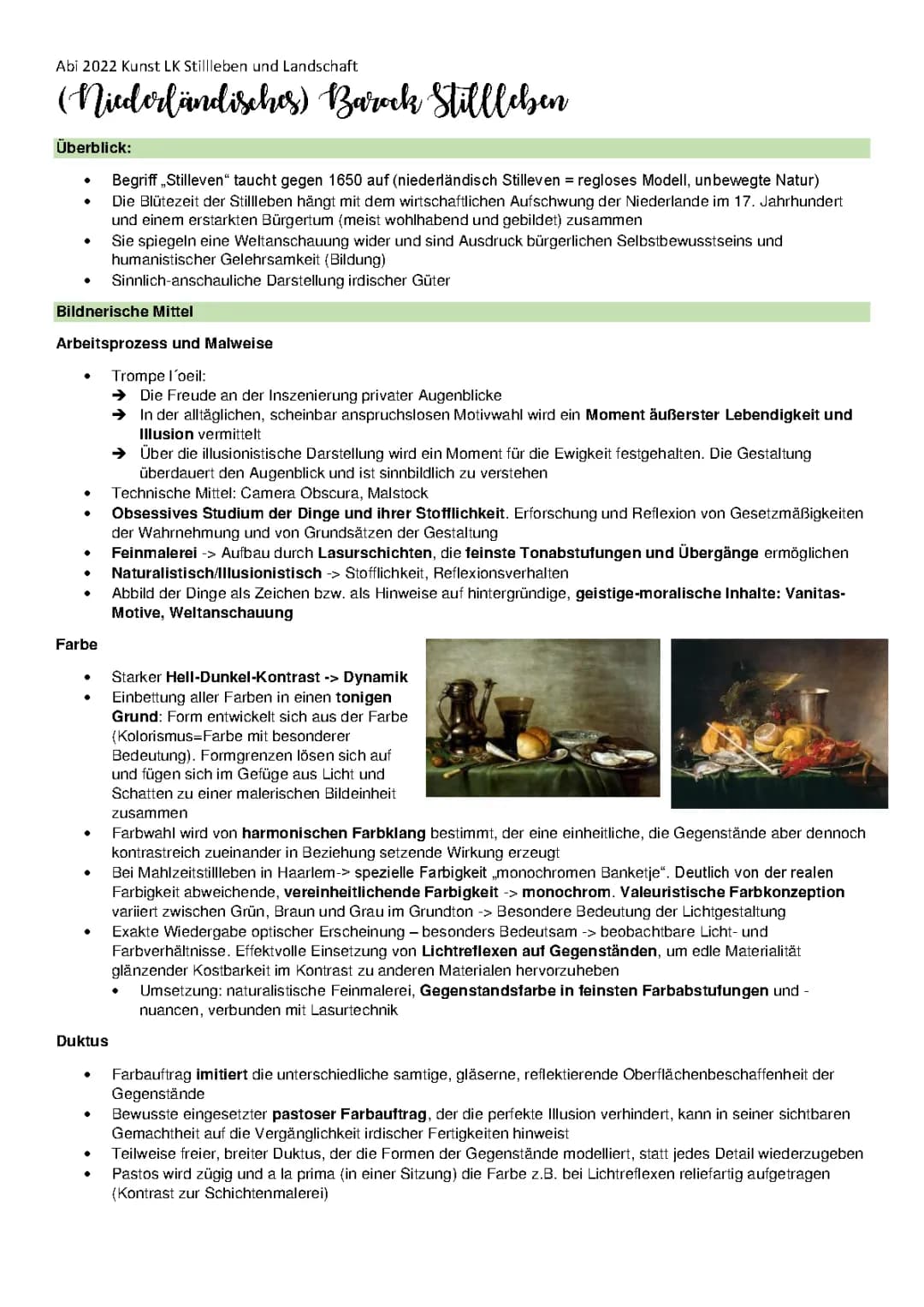 Kunst Abitur Aufgaben und Analyse zu Barock und Cézanne