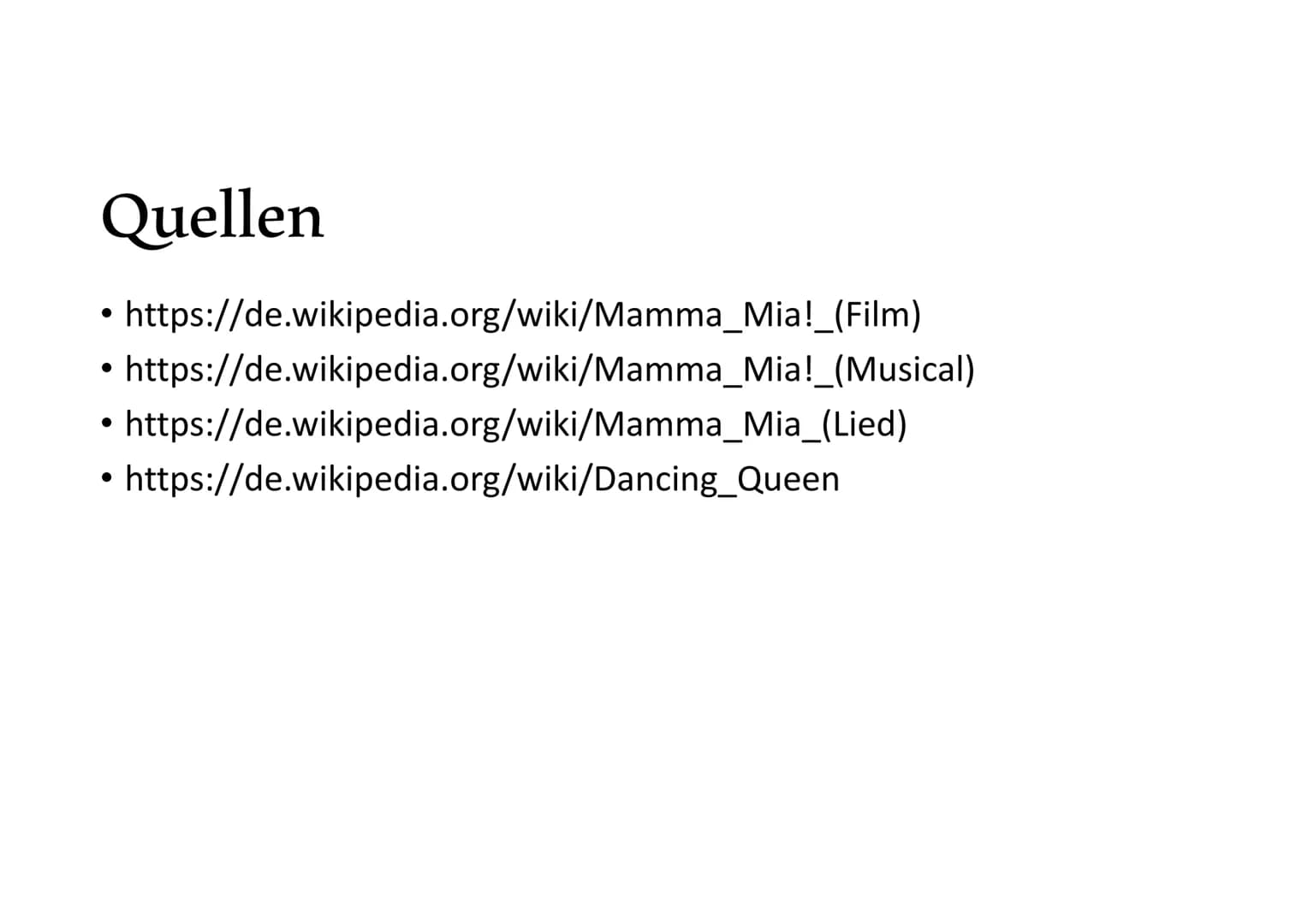 
<h2 id="allgemeines">Allgemeines</h2>
<p>Das Genre des Musicals "Mamma Mia!" ist eine Pop-Komödie. Nach dem großen Erfolg des Musicals "Che