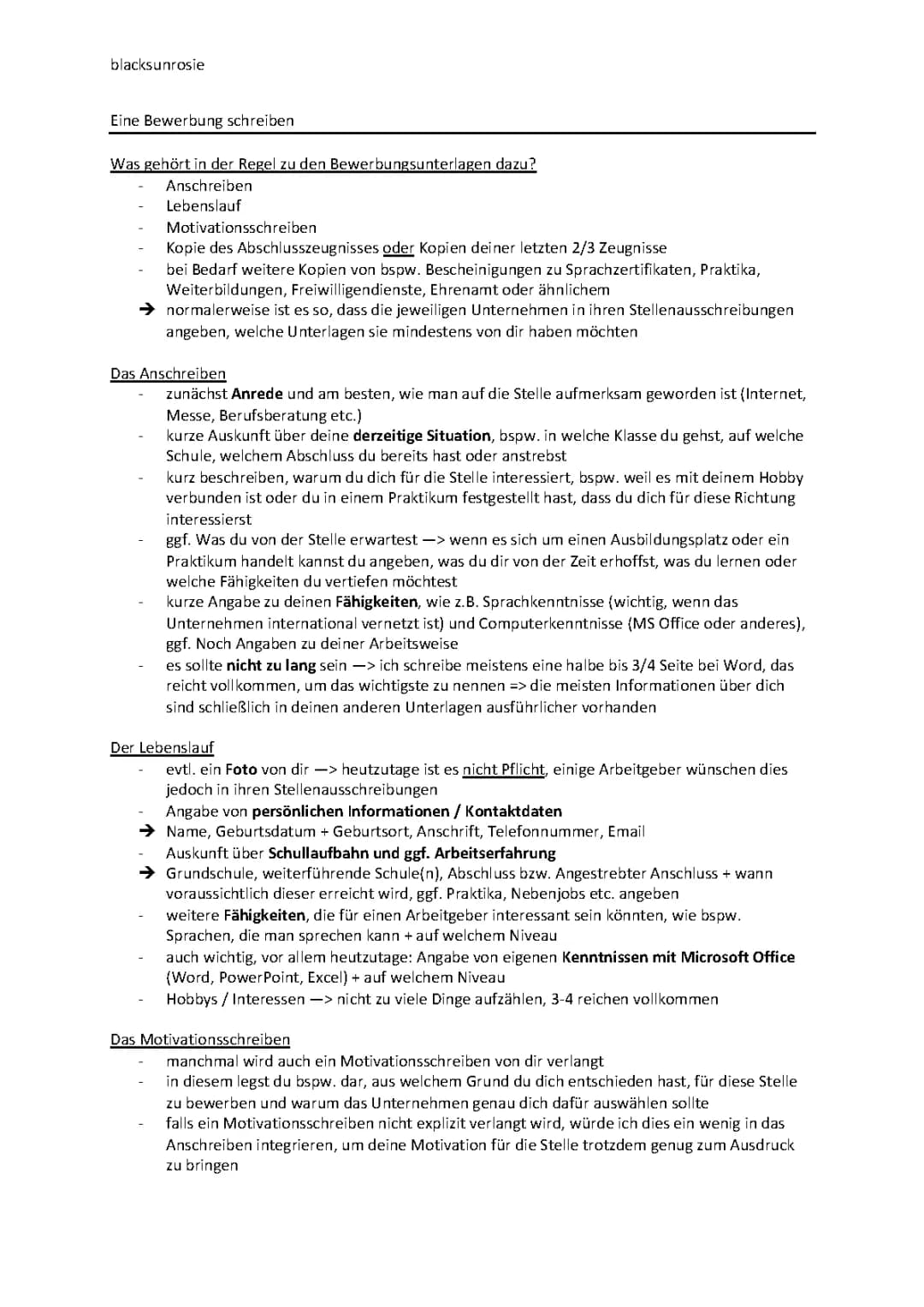 Bewerbung schreiben