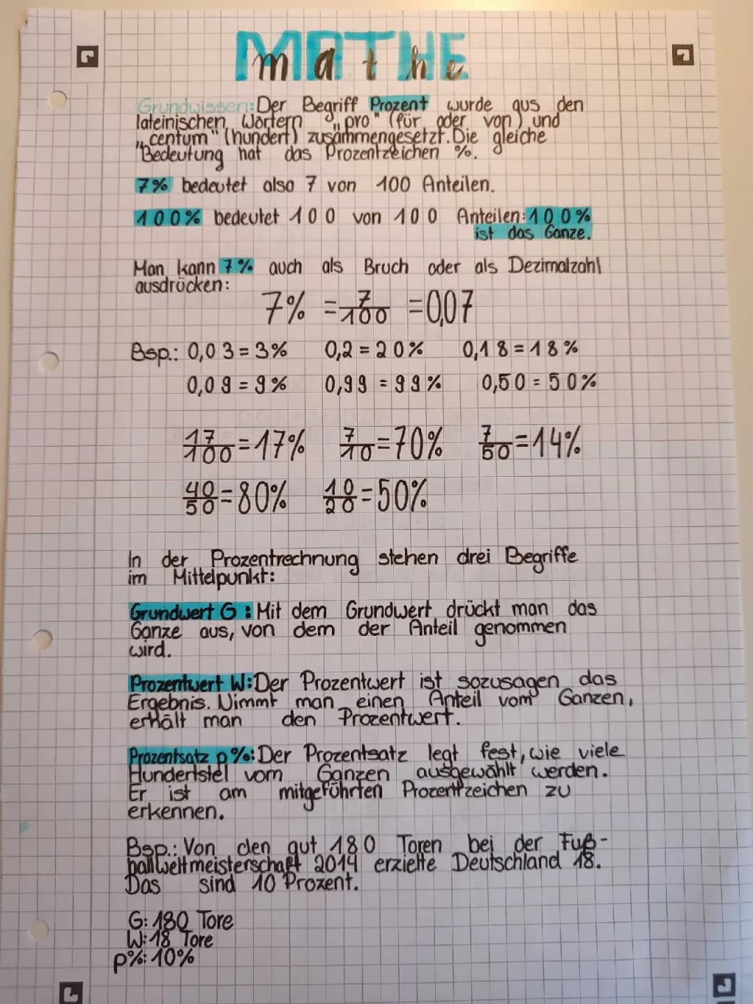 Prozente: Grundwert/Prozentwert/Prozentsatz