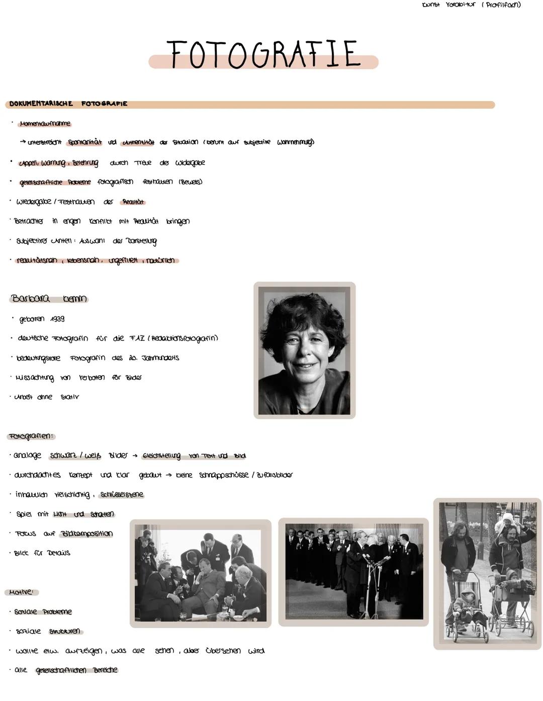 # FOTOGRAFIE

DOKUMENTARISCHE FOTOGRAFIE

*   Momentawinahme

    → unterstreiont Spontanität und Auinentität der Stuation (berunt aur subje