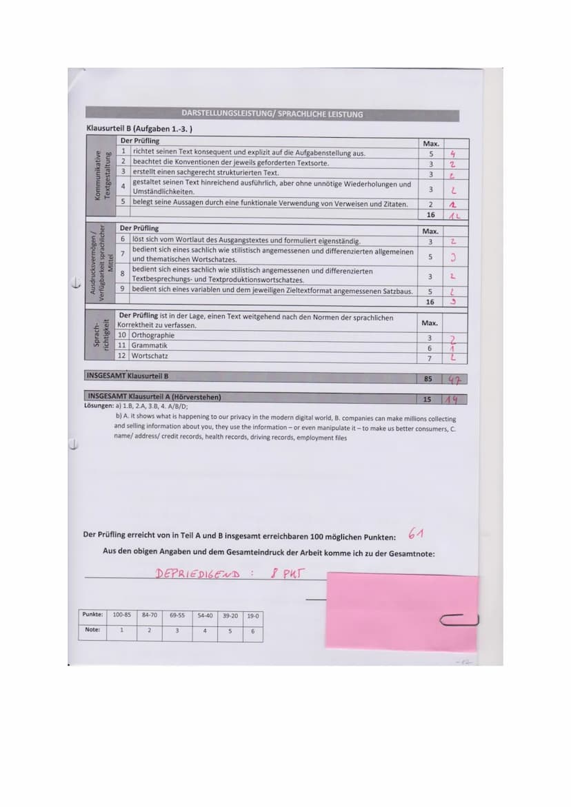Name:
Comprehensio
Analysis
Evaluation
2
Anna
Der Prüfling...
1 formuliert einen passenden Einleitungssatz (Textsorte, Titel, Autor, Jahr, T