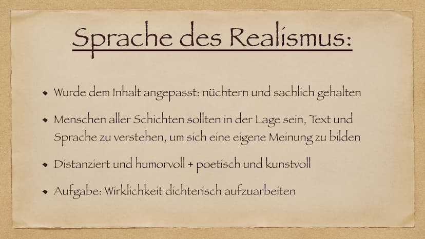 Realismus
Epoche der schönen Wirklichkeit
07 Was ist der Realismus?
Historische Hintergründe
Merkmale und Themen
Formen des Realismus
Sprach