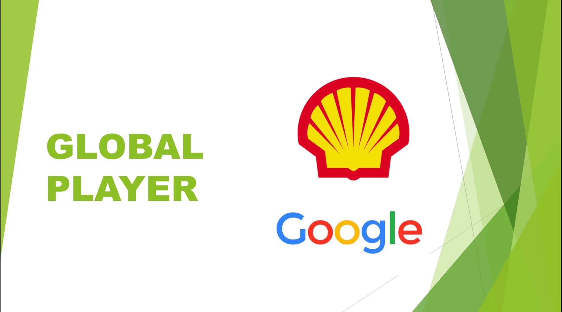 GLOBAL
PLAYER
Google Global Player- Shell
Shell
2 Allgemeines
► Mineralöl und Erdgas
Unternehmen
In mehr als 140 Ländern
► Hauptsitz in Holl