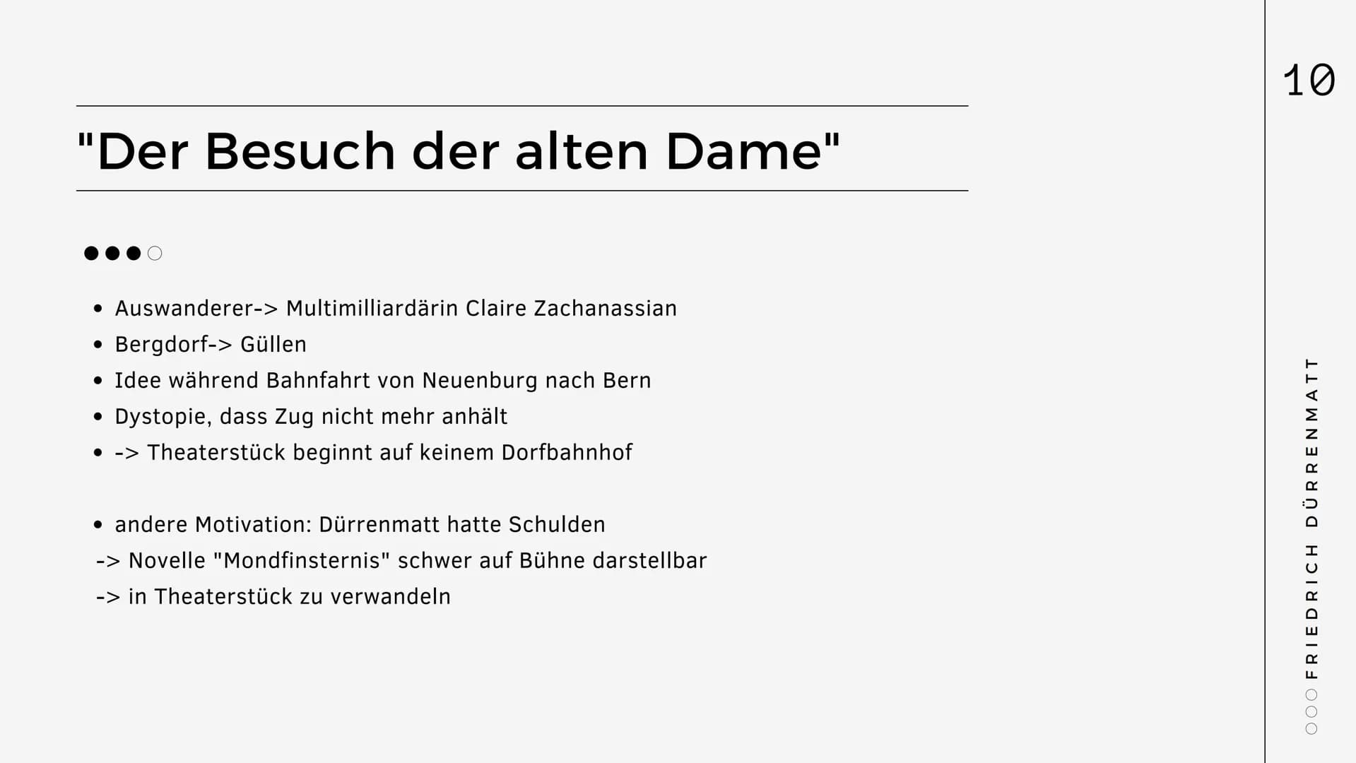 Biografie
Friedrich
Dürrenmatt
Name: Dilek, Luisa, Trang
Fach: Deutsch
Lehrer/in: Frau Renne
OOO
|||
= Gliederung
1. Biografie
1.1. Kindheit