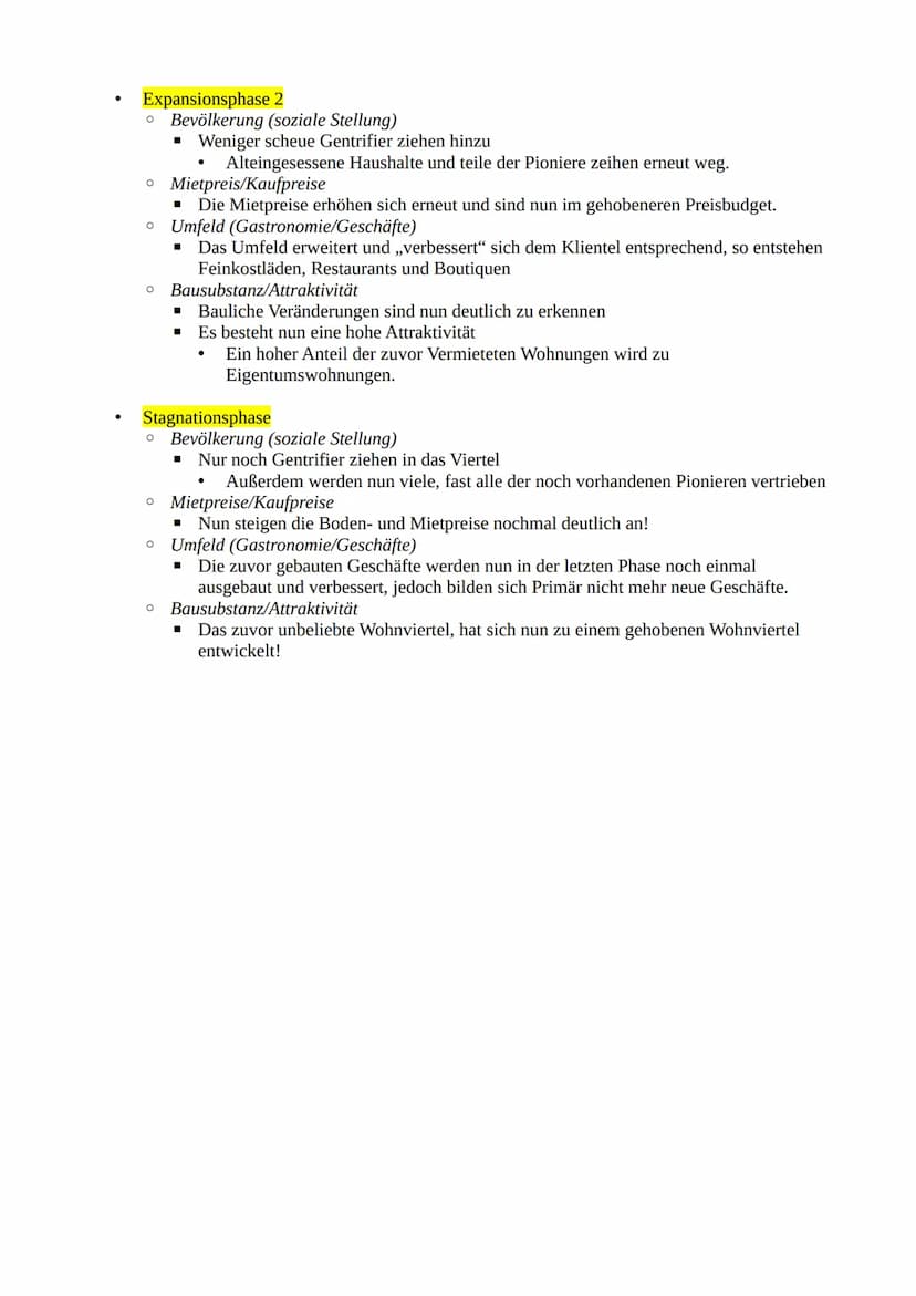 Erdkunde
Definition von Gentrifizierung
Gentrifizierung beschreibt eine „fortschreitende, in verschiedenen Phasen sich vollziehende
Dominanz