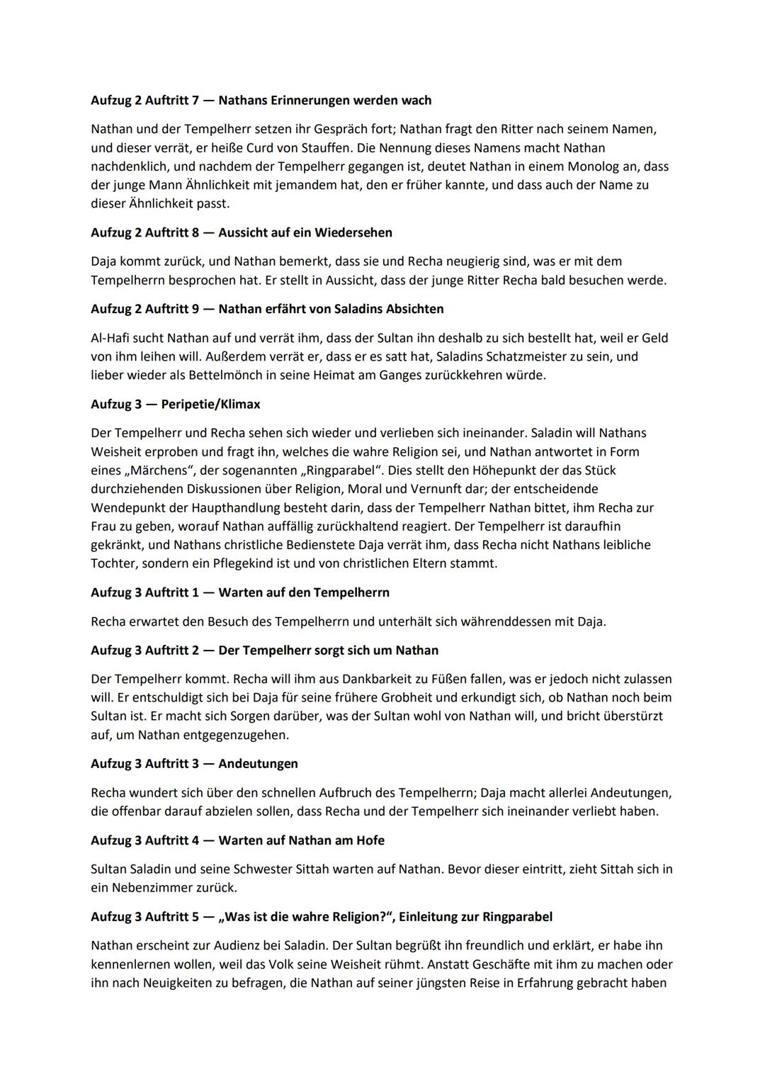 # Nathan der Weise - Gotthold Ephraim Lessing

Aufzug 1- Exposition

Nathan ist ein reicher jüdischer Kaufmann und kommt von seiner Geschäft