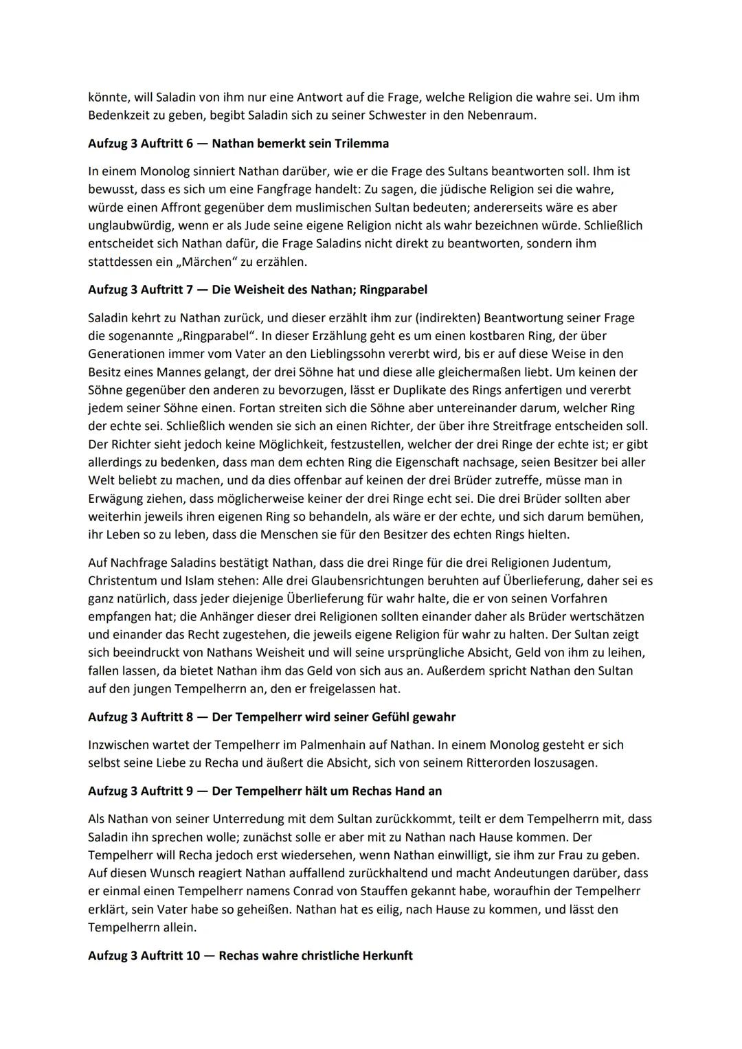 # Nathan der Weise - Gotthold Ephraim Lessing

Aufzug 1- Exposition

Nathan ist ein reicher jüdischer Kaufmann und kommt von seiner Geschäft