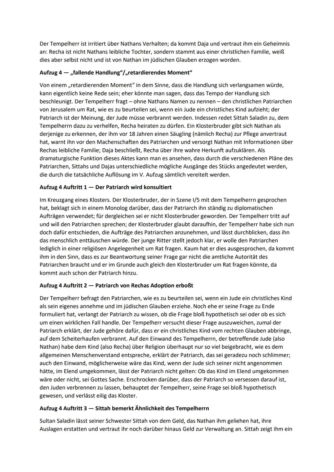 # Nathan der Weise - Gotthold Ephraim Lessing

Aufzug 1- Exposition

Nathan ist ein reicher jüdischer Kaufmann und kommt von seiner Geschäft