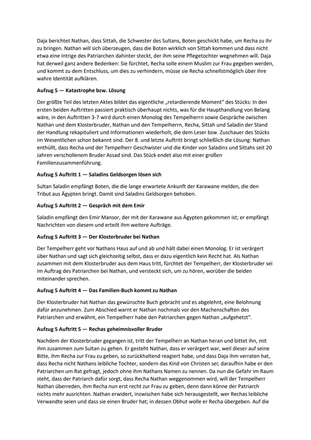 # Nathan der Weise - Gotthold Ephraim Lessing

Aufzug 1- Exposition

Nathan ist ein reicher jüdischer Kaufmann und kommt von seiner Geschäft