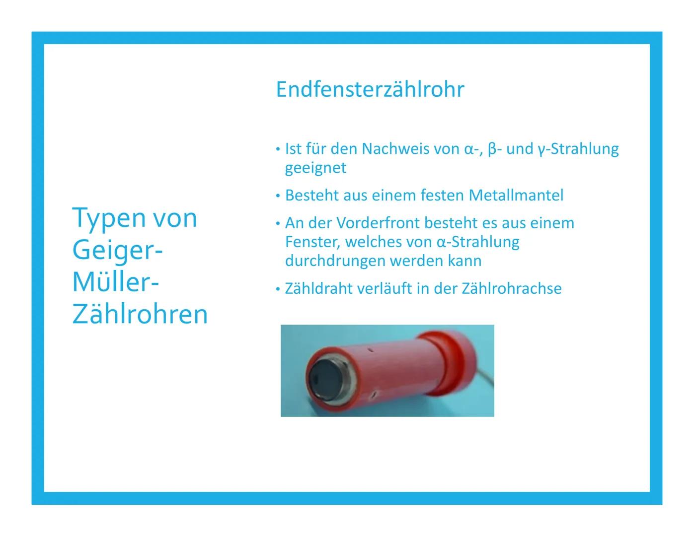DAS GEIGER-
MÜLLER-
ZÄHLROHR Inhalt
Was ist ein Geiger-Müller-Zählrohr?
Aufbau
Funktionsweise
Geschichte
Typen von Geiger-Müller-Zählrohren
