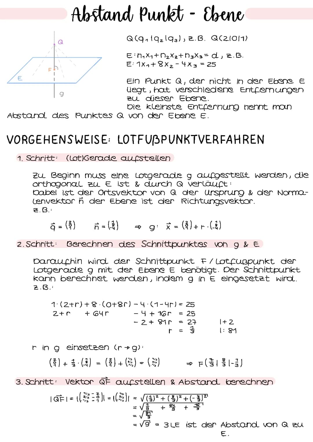 Abstand Punkt - Ebene | Geometrie 