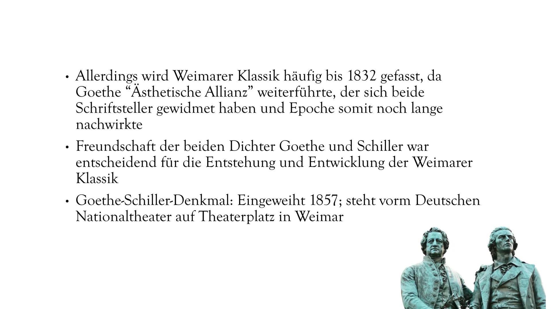 DIE WEIMARER
KLASSIK
1786-1832 ALLES WANKET, WO DER GLAUBE FEHLT."
FRIEDRICH SCHILLER: WALLENSTEINS TOD
(WICHTIGES WERK DER WEIMARER KLASSIK