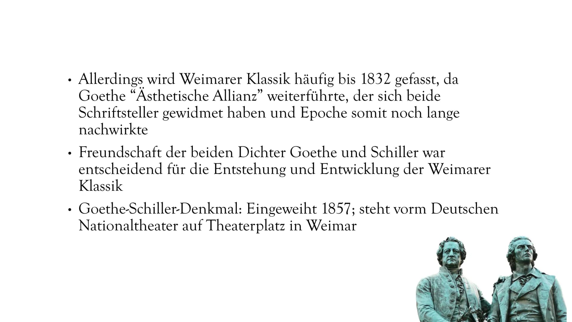 DIE WEIMARER
KLASSIK
1786-1832 ALLES WANKET, WO DER GLAUBE FEHLT."
FRIEDRICH SCHILLER: WALLENSTEINS TOD
(WICHTIGES WERK DER WEIMARER KLASSIK