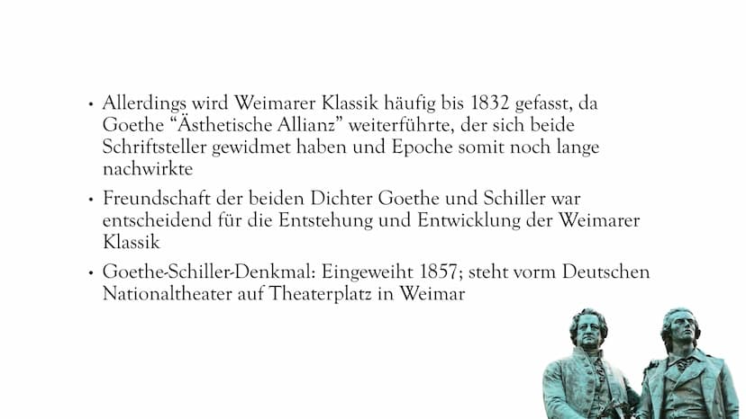 DIE WEIMARER
KLASSIK
1786-1832 ALLES WANKET, WO DER GLAUBE FEHLT."
FRIEDRICH SCHILLER: WALLENSTEINS TOD
(WICHTIGES WERK DER WEIMARER KLASSIK