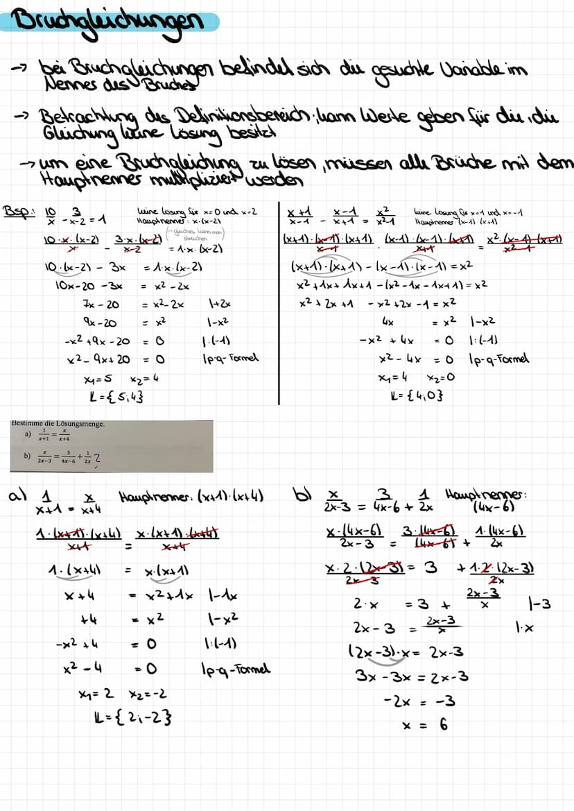 3. Quadratische Gleichungen
allg. Form:
Normal form:
ax² +bx+c = 01:a
²-0
+ a
b
a ·x+a=
↓
P
१
x² + px +q=0
x² +
=0
p-q- Formel: x₁₂2
Bsp.: x