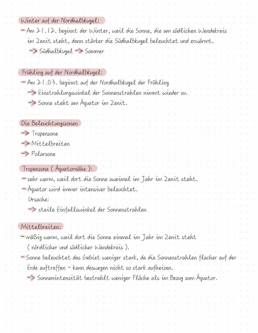 Jahreszeiten
Wie und Wodurch entstehen die Jahreszeiten?
Die Jahreszeiten entstehen durch die Neigung der Erdachse gegen die Erdbahnebene
un