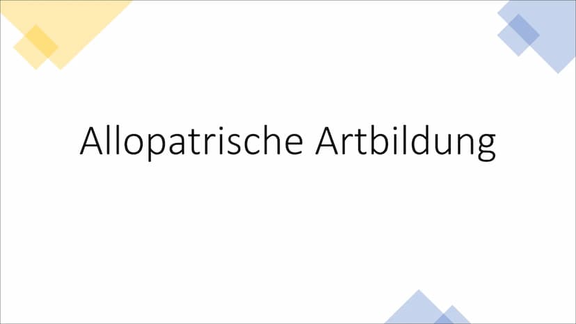 Allopatrische und
Sympatrische Artbildung
Vortrag von Celine Hintz ●
Was ist eine Art ?
Allopatrische Artbildung
Erklärung (Einstieg)
Ablauf