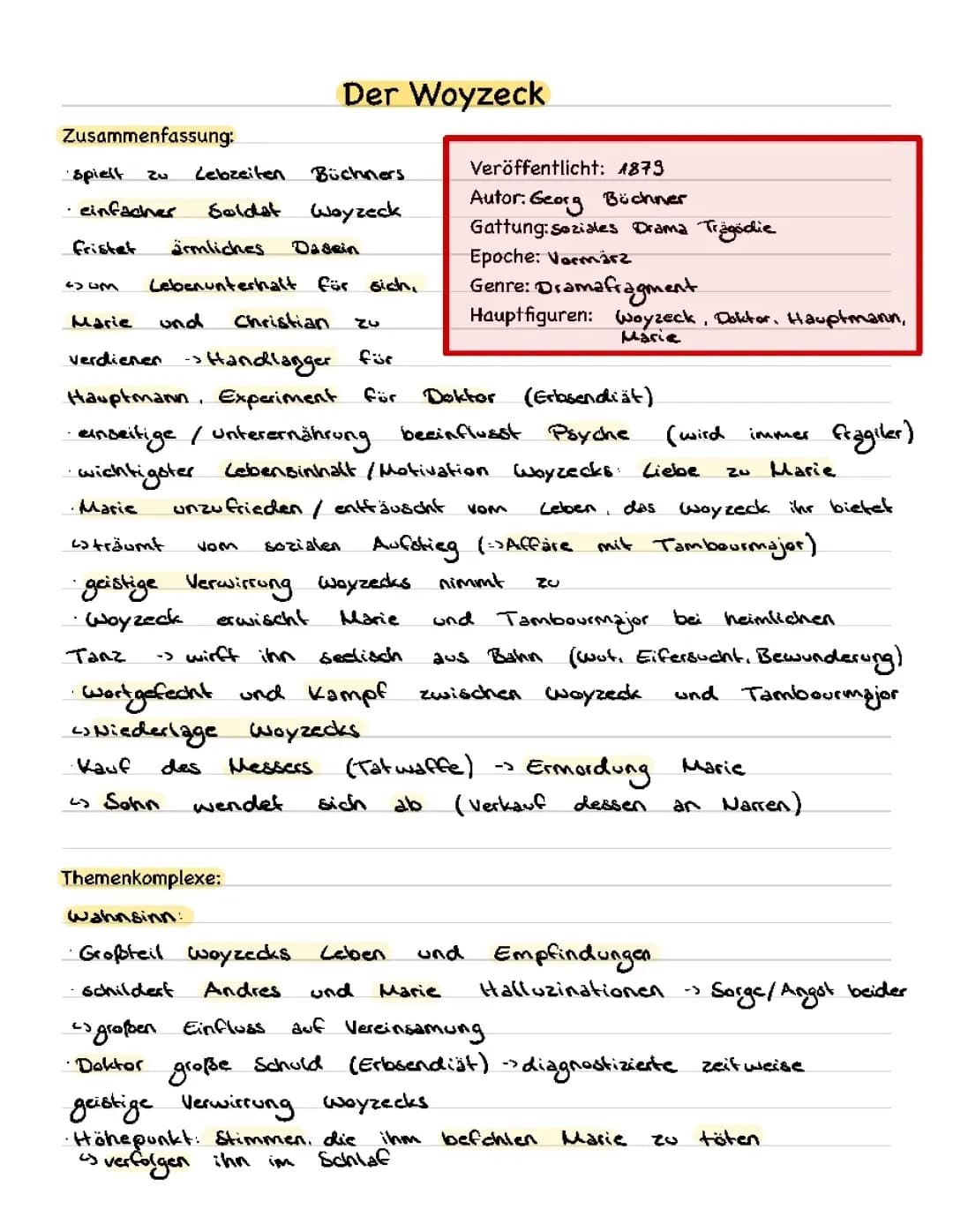 Woyzeck Zusammenfassung & Analyse 