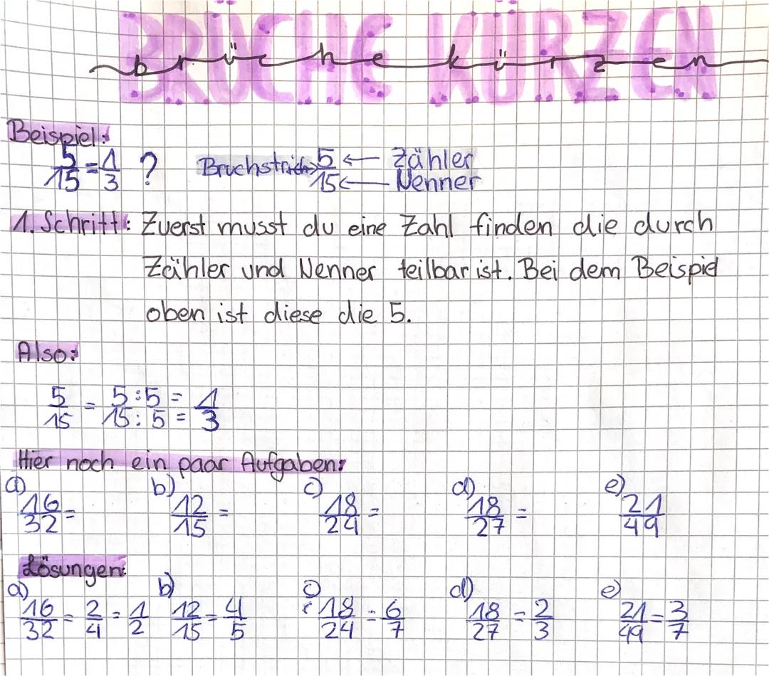 Brüche kürzen leicht gemacht