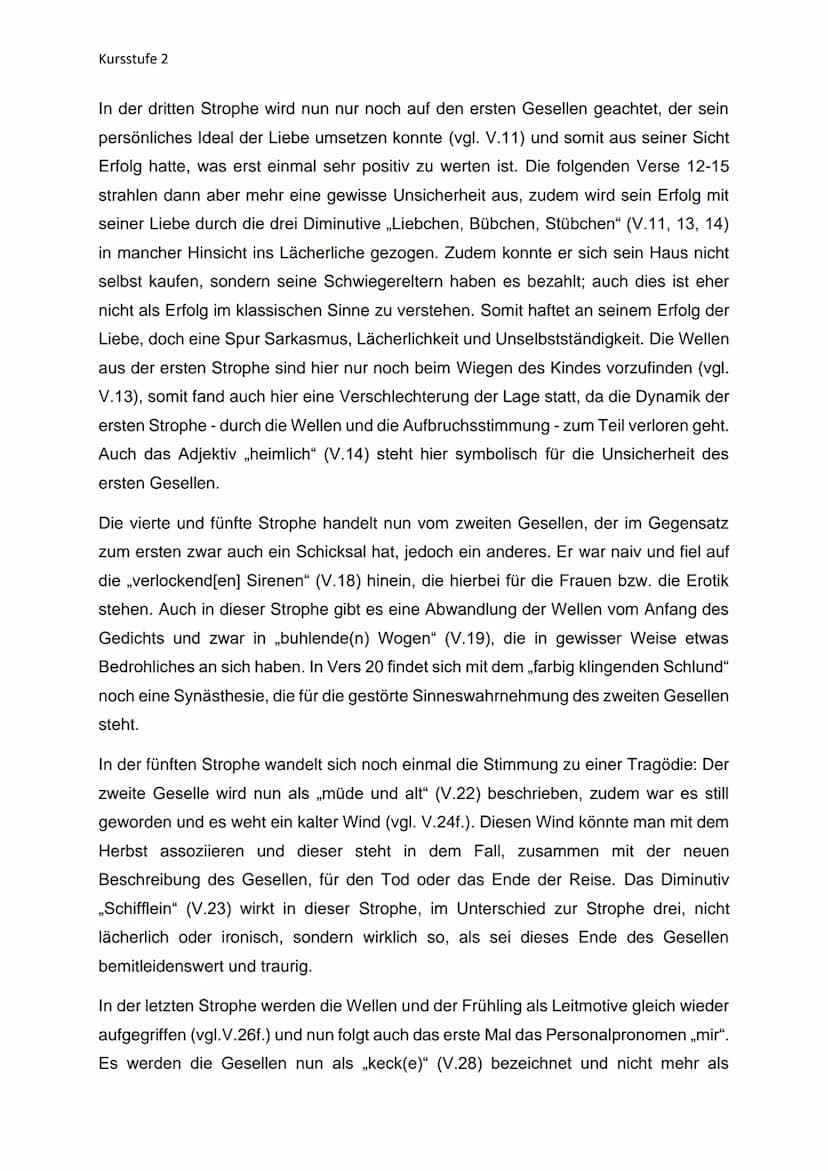 Kursstufe 2
Gedichtvergleich - Abitur Thema
Das romantische Gedicht „Die zwei Gesellen" von Joseph Eichendorff wurde 1818
veröffentlicht und