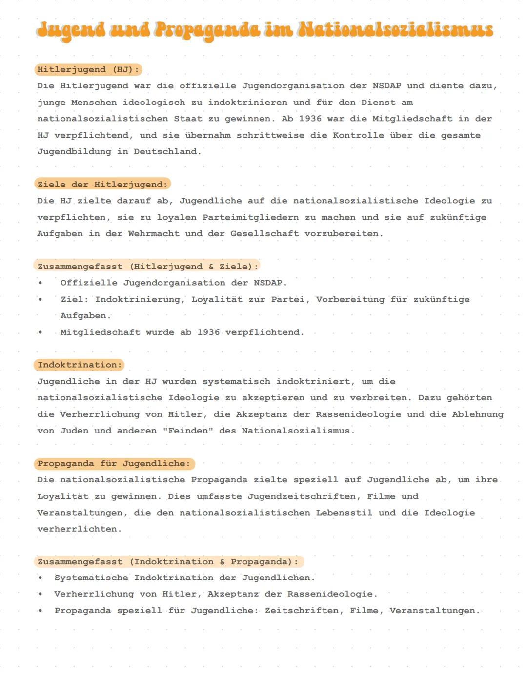 Themen:
Geschichte
1. Ideologische Grundlagen des Nationalsozialismus (Führerprinzip,
Lebensraum im Osten, Rassismus, Antisemitismus, Volksg