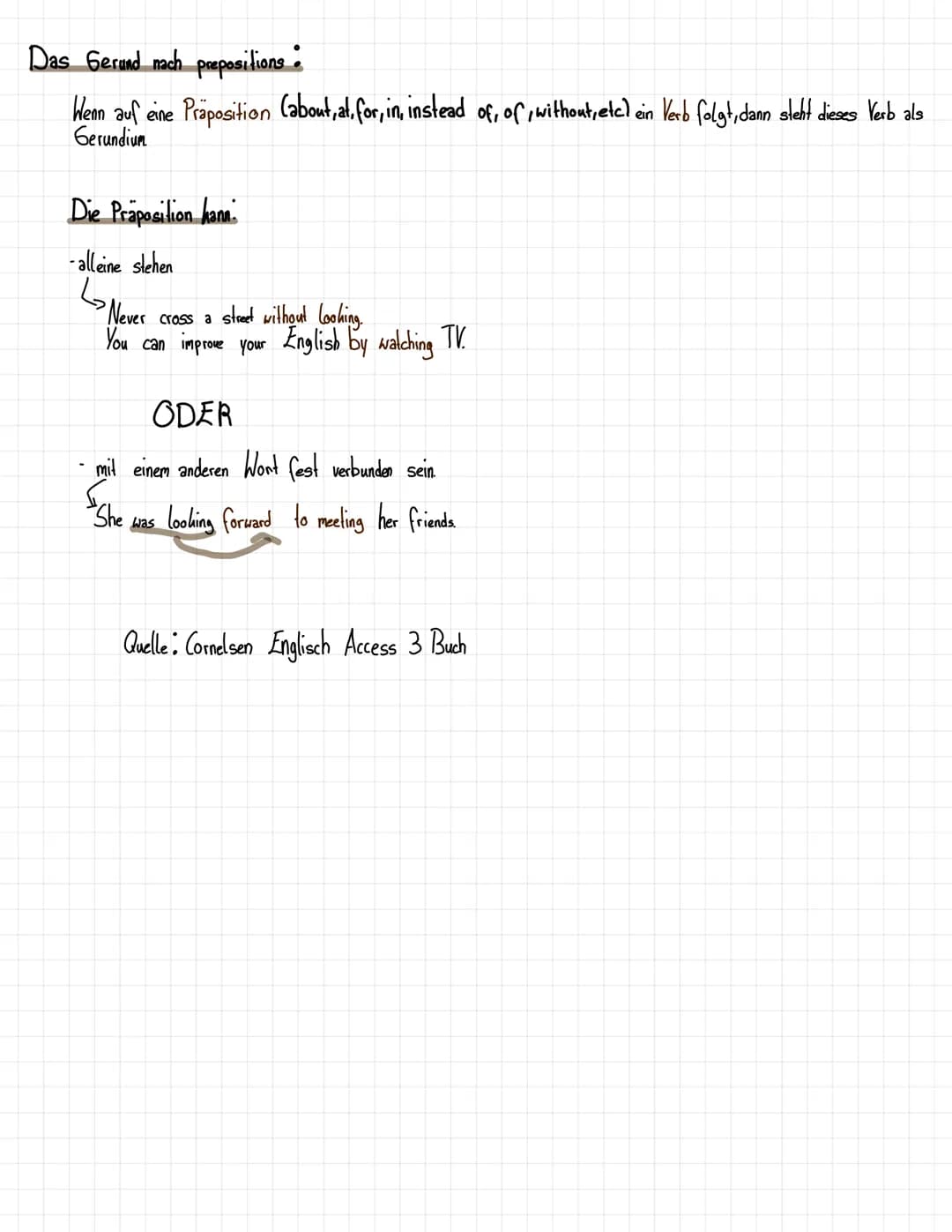  1.Gerund
Das Gerundium
Was ist das Gerund?
Wenn die -ing-Form eines Nomens hat, wird sie Gerundium (gerund) genannt.
Vergleiche I love Porn