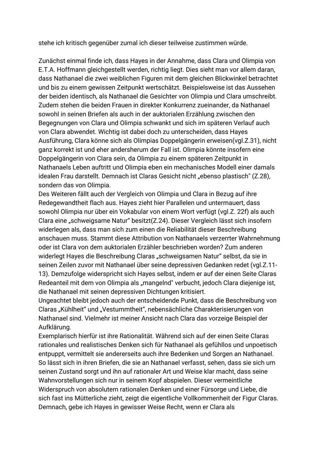 Latifa
Textgebundene Erörterung ,,Der Sandmann"
Sage ich nichts, bin ich zu kühl. Erhebe ich meine Stimme, bin ich hysterisch. Die
Debatte u