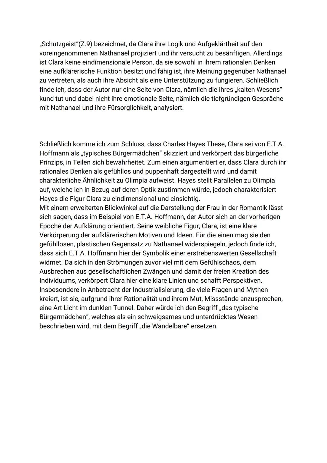 Latifa
Textgebundene Erörterung ,,Der Sandmann"
Sage ich nichts, bin ich zu kühl. Erhebe ich meine Stimme, bin ich hysterisch. Die
Debatte u