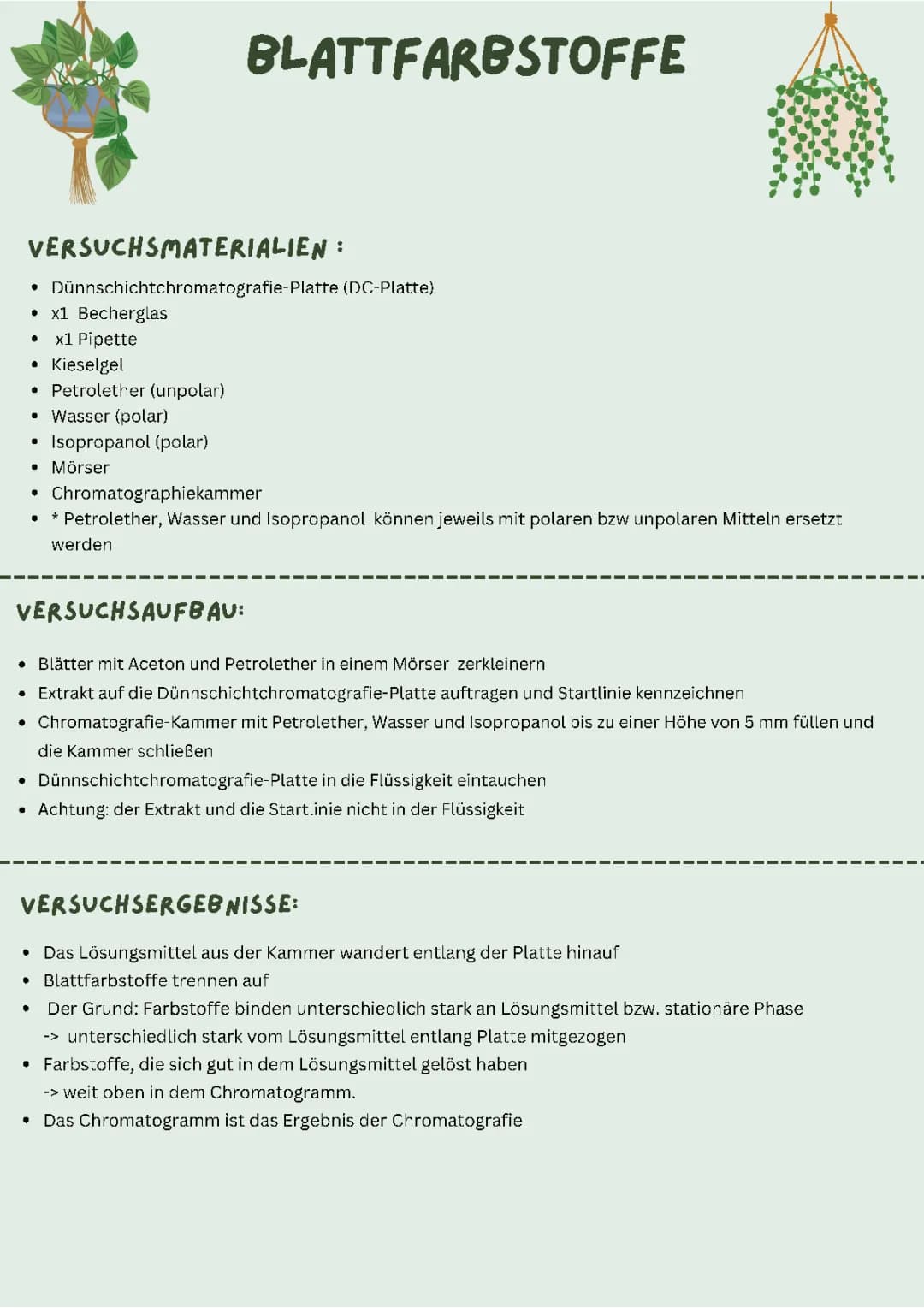 Dünnschichtchromatografie/Farbstoffe 
