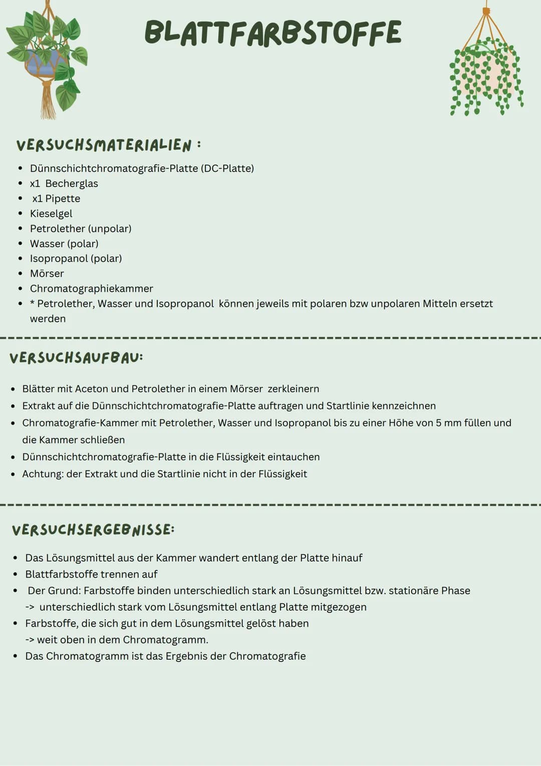 VERSUCHSMATERIALIEN
• Dünnschichtchromatografie-Platte (DC-Platte)
x1 Becherglas
●
• Isopropanol (polar)
• Mörser
• x1 Pipette
• Kieselgel
•