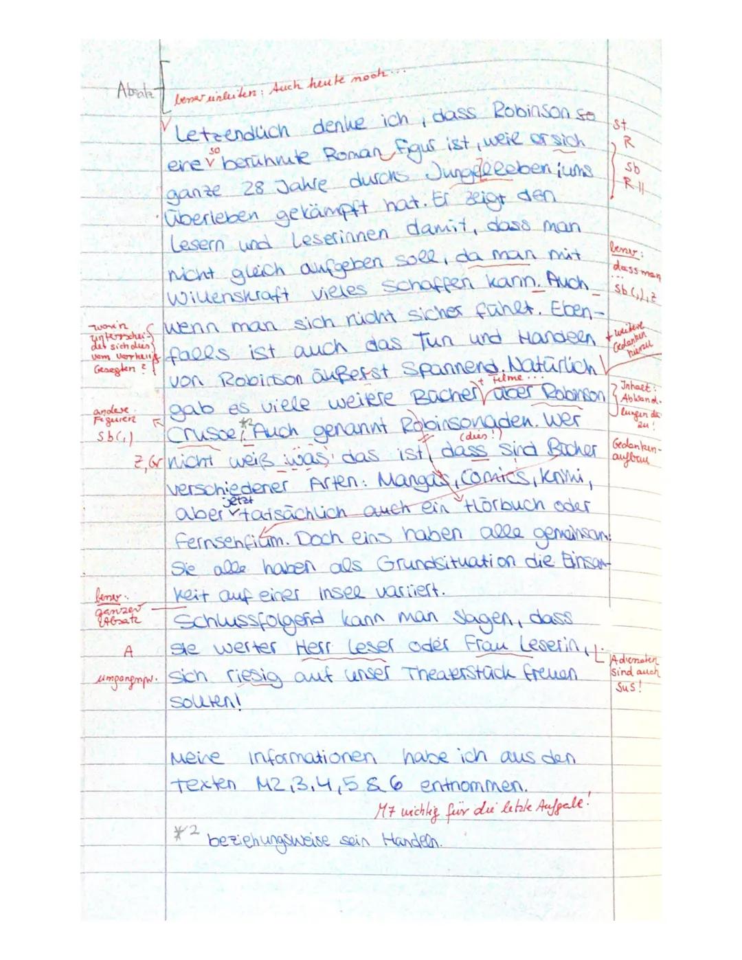 Klassenarbeit Nr.2
Deutsch EK, Jg. 10.
Thema: Einen Informativen Text verfassen zur Figur Robinson Crusoe
Bald wird an deiner Schule ein The