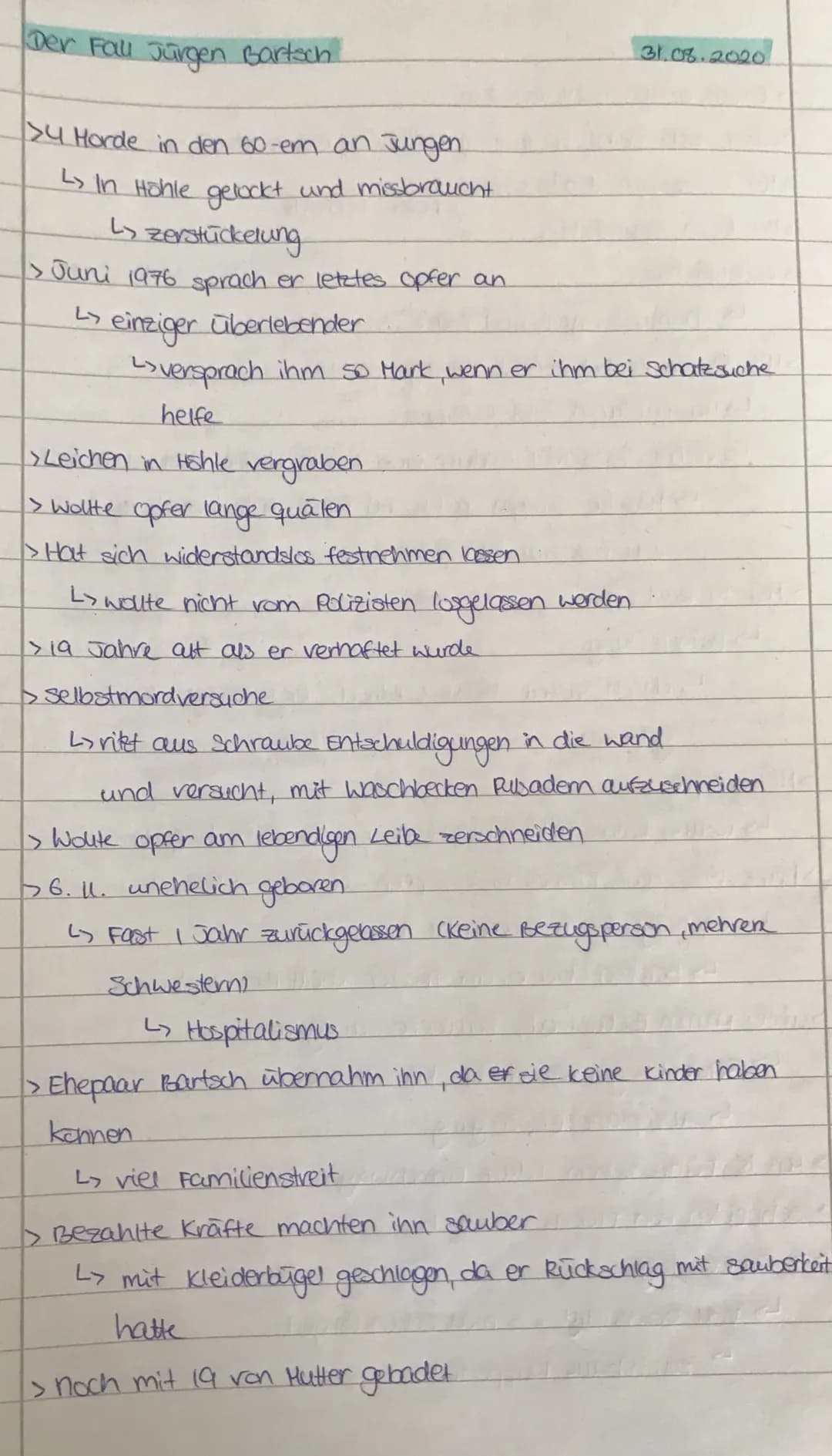 Der Fall Jürgen Bartsch
24 Horde in den 60-em an Jungen
L> in Höhle gelockt und missbraucht.
Ly zerstückelung
> Juni 1976 sprach er letztes 