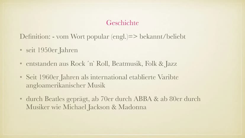MICHAEL JACKSON
KING OF POP GLIEDERUNG
1.
Popmusik
2. Allgemeines
3. Kindheit und Jugend
4. Solokarriere
5. Quellenangabe ●
●
POPMUSIK
Instr