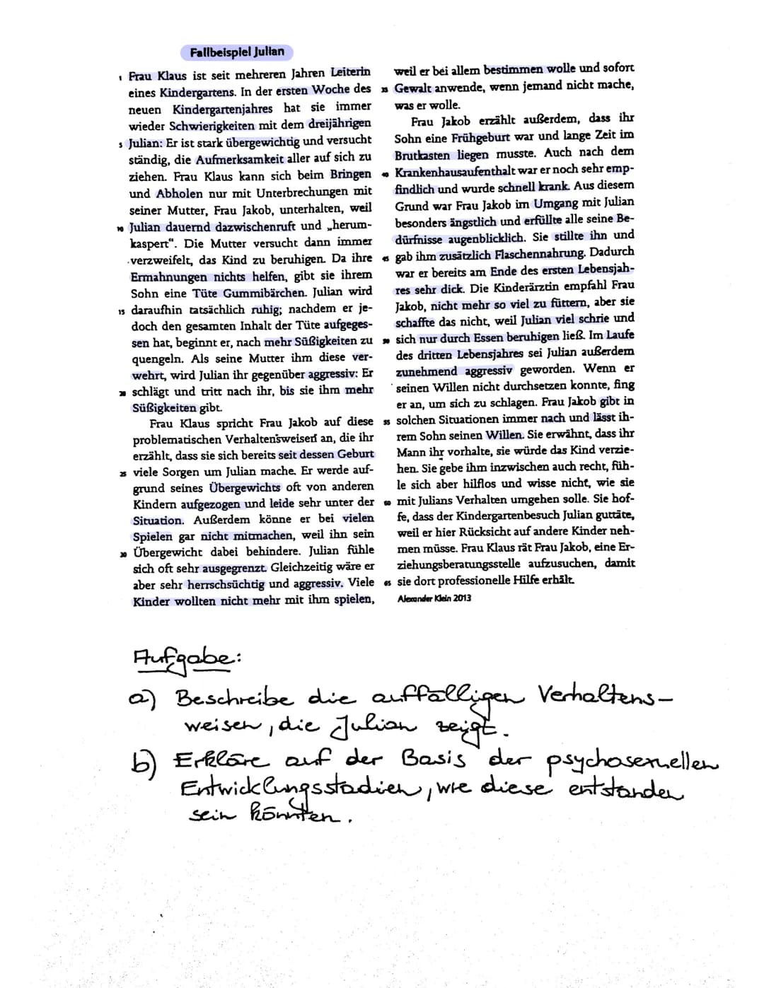 
<p>Frau Klaus, die Leiterin eines Kindergartens, hat in der ersten Woche des neuen Kindergartenjahres mit Schwierigkeiten bei dem dreijähri