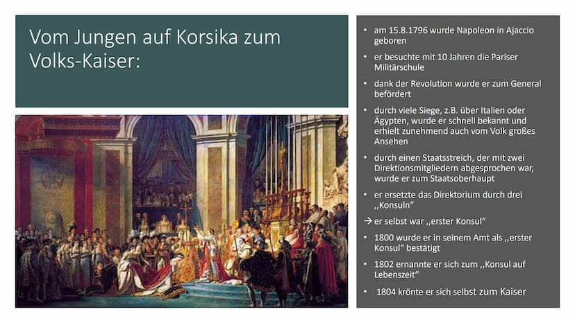 Napoleon Bonaparte
YAG Gliederung:
Steckbrief
Familie
➤ Vom Jungen auf Korsika zum Volks-Kaiser
➤ Die neue französische Gesellschaft
> Der C
