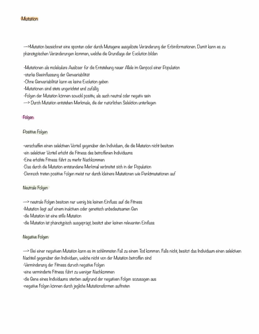 Evolutionsfaktoren
Selektion
-> Selektion beschreibt das Prinzip der natürlichen Auslese, bei der nur die am besten angepassten Individuen ü