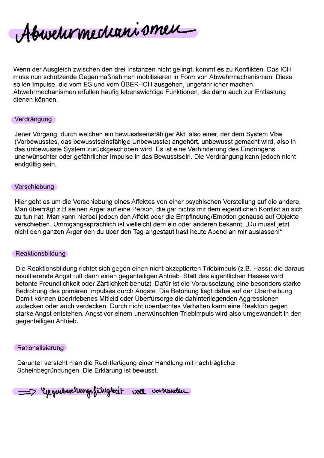 Abwehrmechanismen Freud Pädagogik 