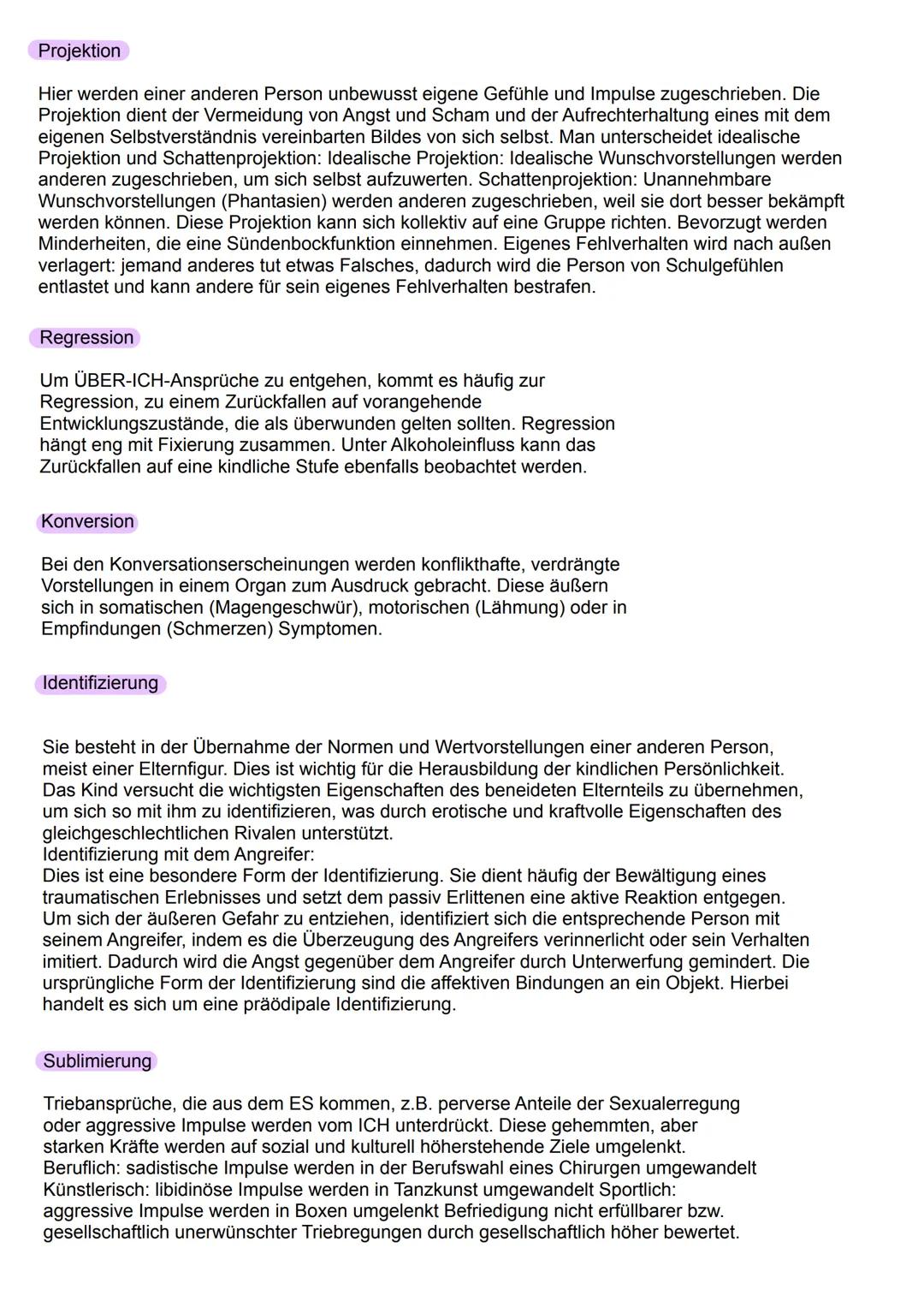 Abweter mecanismen
Wenn der Ausgleich zwischen den drei Instanzen nicht gelingt, kommt es zu Konflikten. Das ICH
muss nun schützende Gegenma