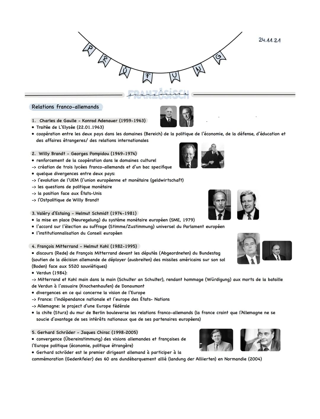 PR
Relations franco-allemands
pranzosina.
1. Charles de Gaulle - Konrad Adenauer (1959-1963)
• Traitée de L'Elysée (22.01.1963)
• coopératio
