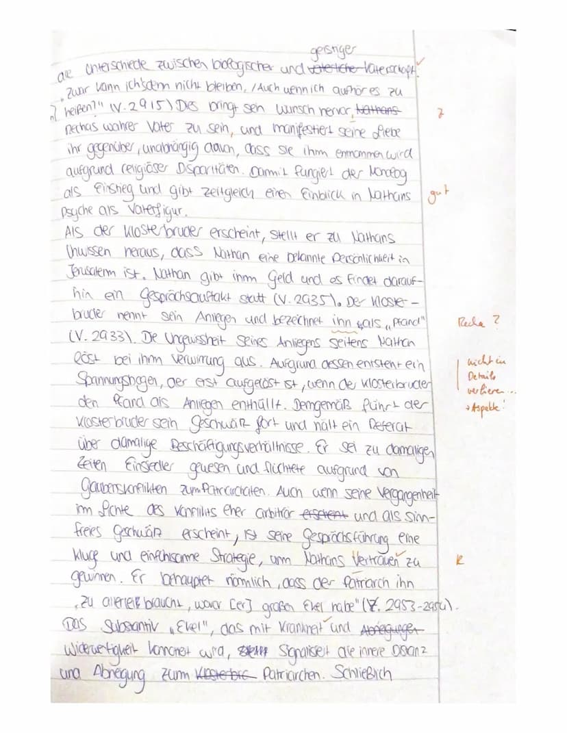 1. Analysieren Sie den Dialog zwischen Nathan und dem Klosterbruder im Auftritt
klosterk
IV,7 (V. 2912-V. 3125) unter besonderer Berücksicht