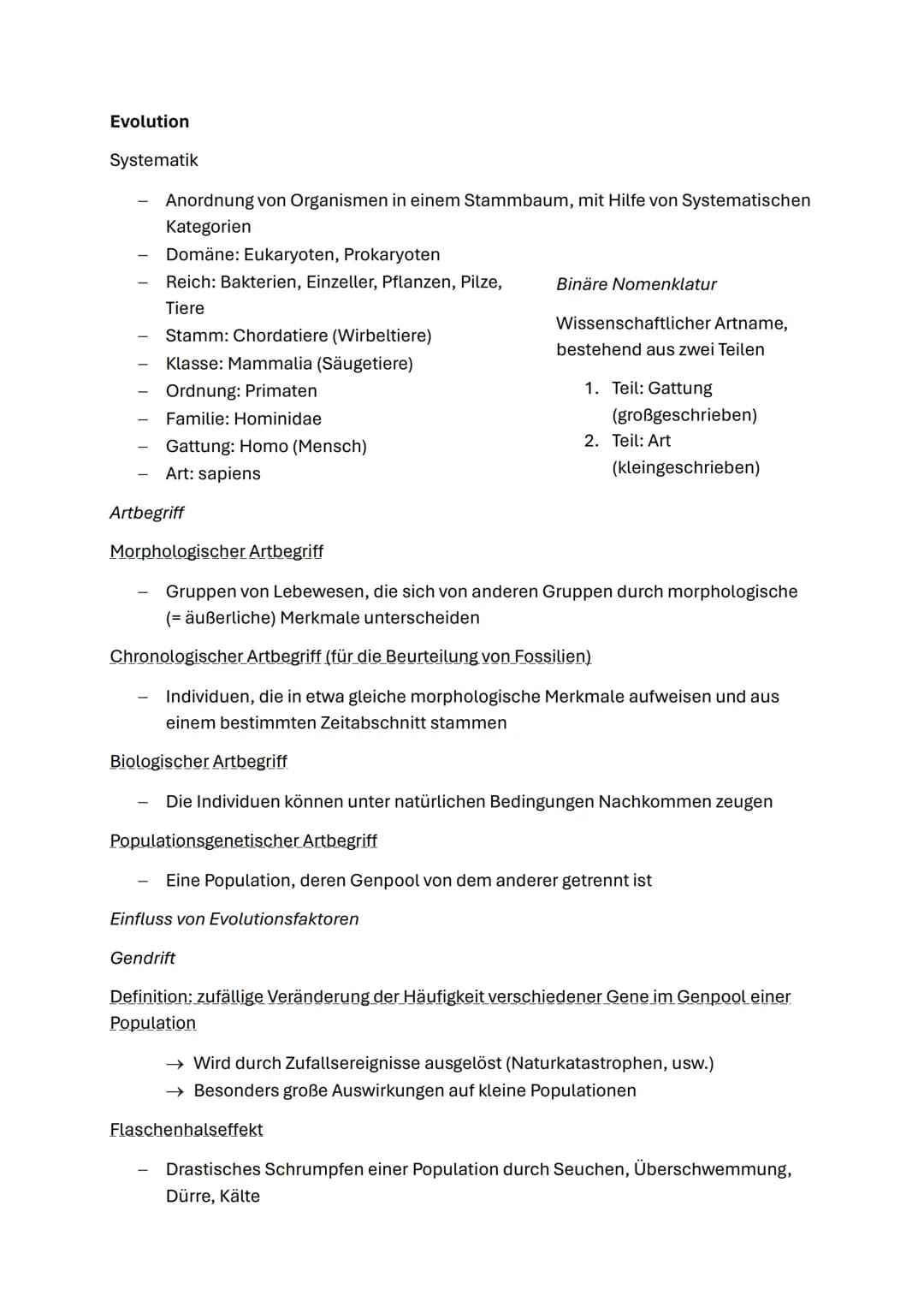 Evolution
Systematik
Anordnung von Organismen in einem Stammbaum, mit Hilfe von Systematischen
Kategorien
Domäne: Eukaryoten, Prokaryoten
Re