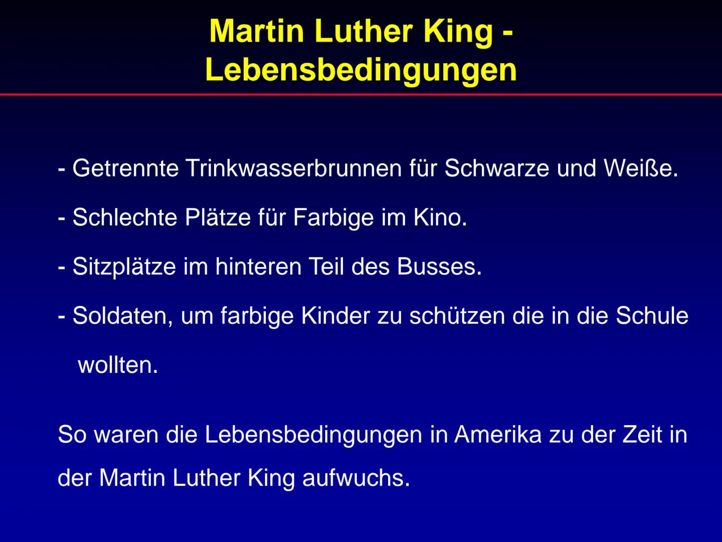 Martin Luther King
Referat Martin Luther King
1. Lebenslauf
2. Wichtige Ereignisse während der Zeit von
Martin Luther King
3. Rede „I have a