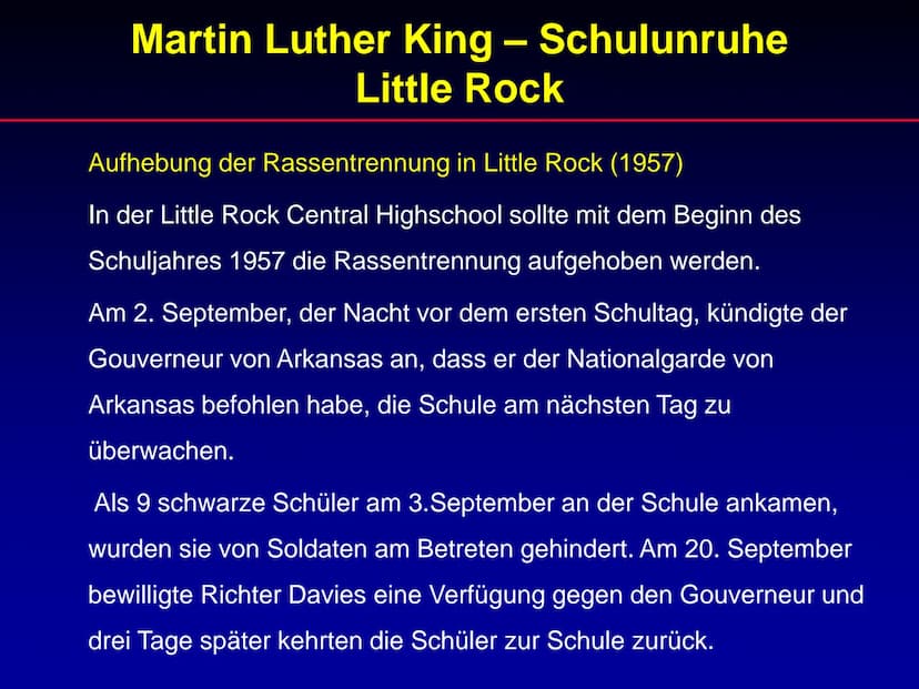 Martin Luther King
Referat Martin Luther King
1. Lebenslauf
2. Wichtige Ereignisse während der Zeit von
Martin Luther King
3. Rede „I have a