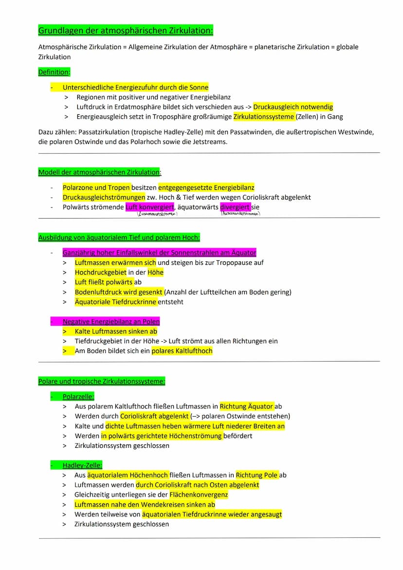 Geografie Klausur 11/1
Atmosphäre:
-gasförmige, geschichtete Hülle um die Erde
Funktion:
Einbezogen in lebensnotwendige Stoffkreisläufe (z. 