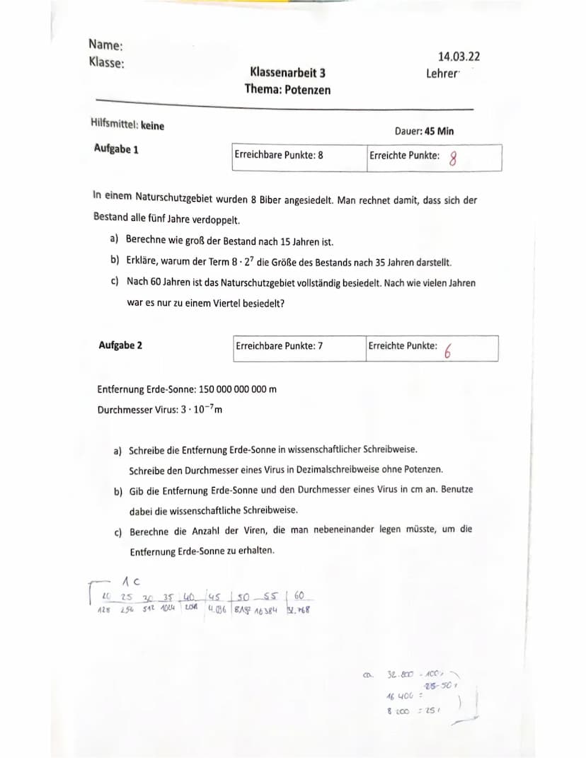 Mathematik-Lernzettel
•Was sind Potenzen?
-Die Potenz beschreibt eine mathematische(n). Ausdruck/Reduen operation, bei dem
multipliziert wir